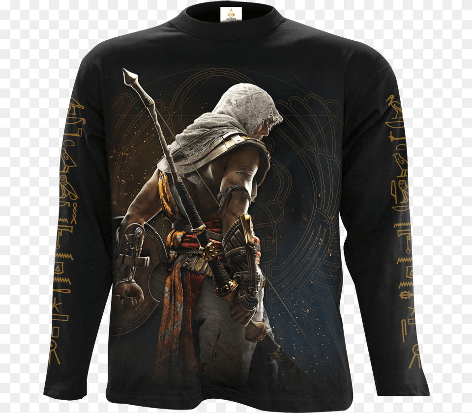 Assassins Creed Origins Black Long Sleeve T Shirt Assassin39s Creed Origins Mobile, Clothing, Long Sleeve, Adult, Person Free Png Download