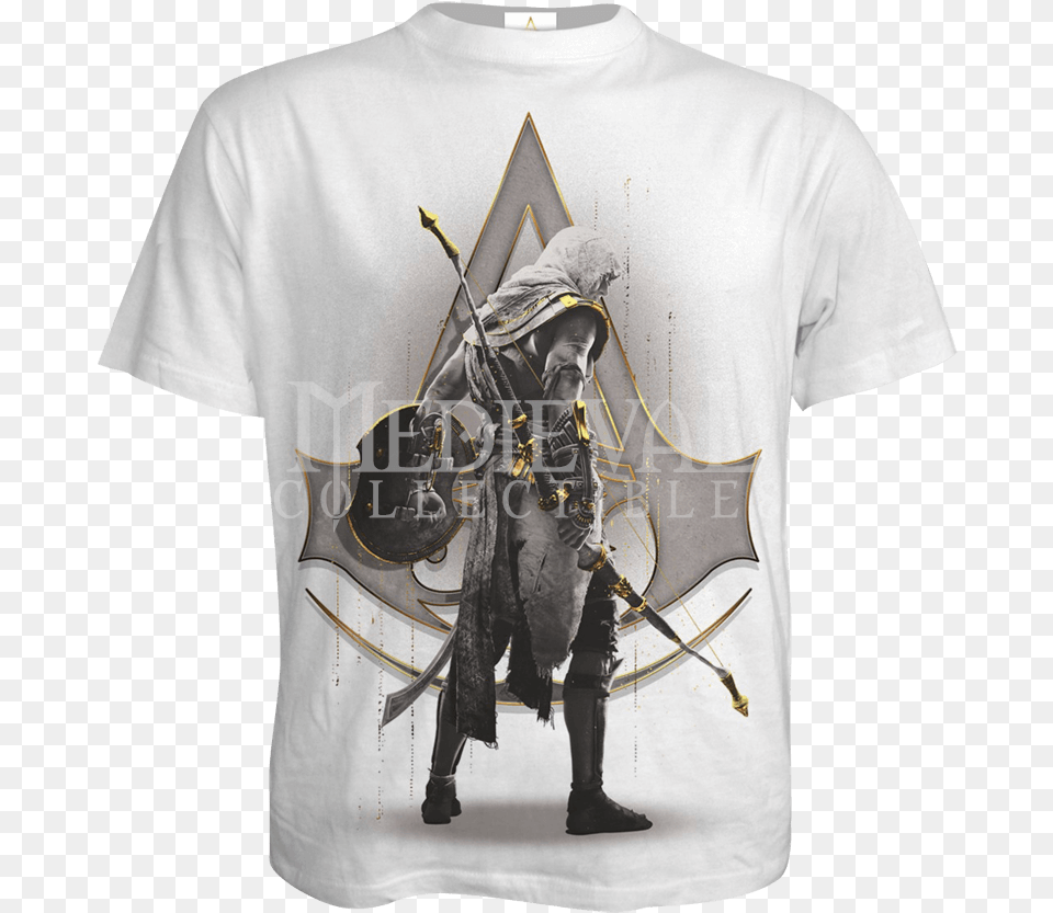 Assassins Creed Origins White T Shirt T Shirt Assassin39s Creed, T-shirt, Clothing, Adult, Sport Free Transparent Png