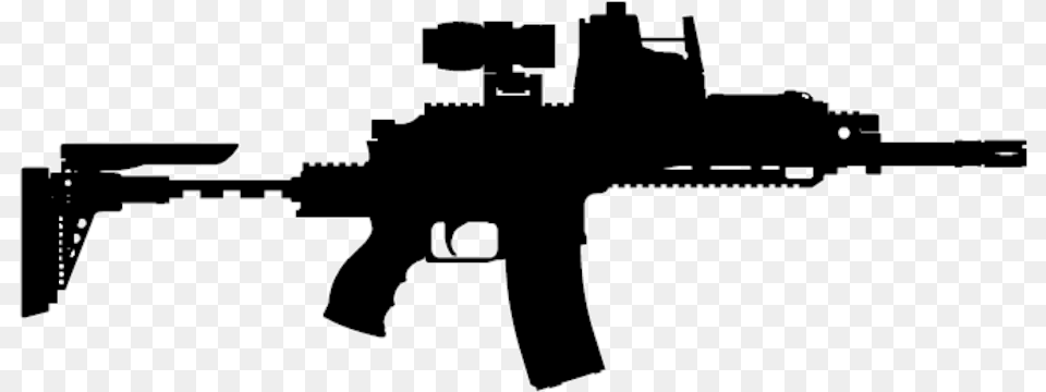 Assault Rifle Silhouette M4 Silhouette, Firearm, Gun, Machine Gun, Weapon Free Transparent Png