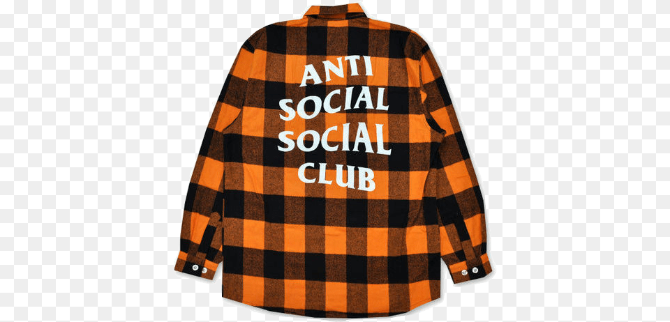 Assc Flannel Orange Used Flannel Orange Clothes Anti Social Social Club Flannel Orange, Clothing, Coat, Long Sleeve, Shirt Png
