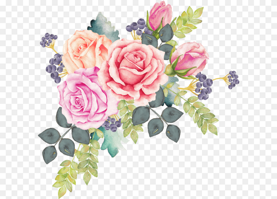 Assorted Color Flowers Illustration Watercolour Flower Watercolor Pastel, Flower Arrangement, Flower Bouquet, Plant, Rose Free Png Download
