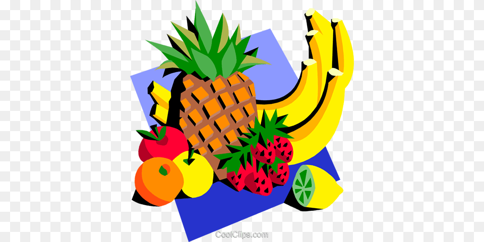 Assorted Fruits Royalty Vector Clip Art Illustration, Food, Fruit, Pineapple, Plant Png