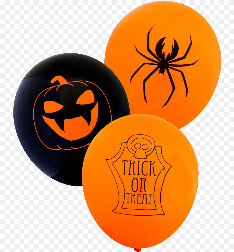 Assorted Halloween Balloons Orange And Black Balloons Transparent, Animal, Invertebrate, Spider, Logo Free Png Download