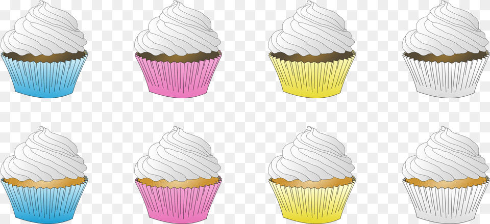 Assorted White Frosted Cupcakes Clip Arts Cupcake Icing Clipart, Cake, Cream, Dessert, Food Free Png