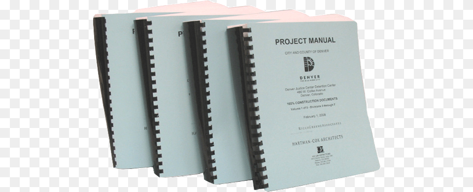 Assortment Of Gbc Comb Bound Books Project Manual Specifications, Page, Text, Diary Png Image