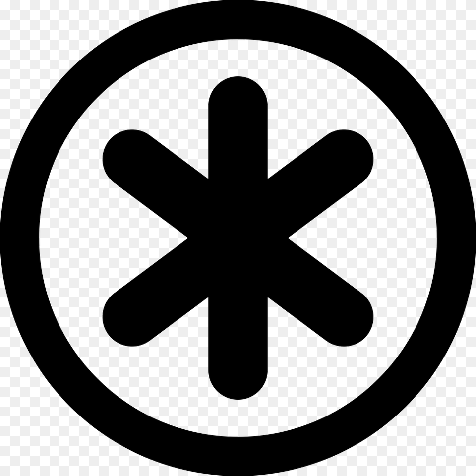 Asterisk Star Symbol In Circular Button Bitcoin Logo, Sign, Cross, Road Sign Png Image