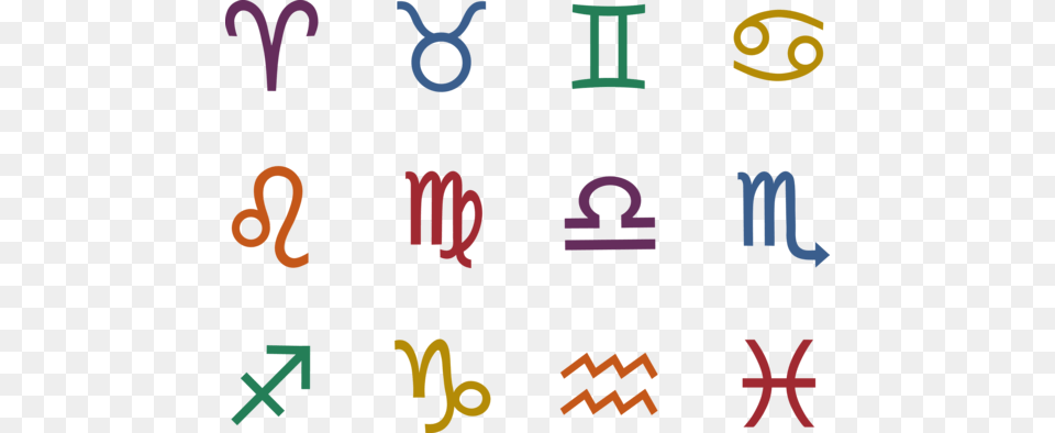 Astrological Signs Color Set, Text, Number, Symbol, Alphabet Png Image