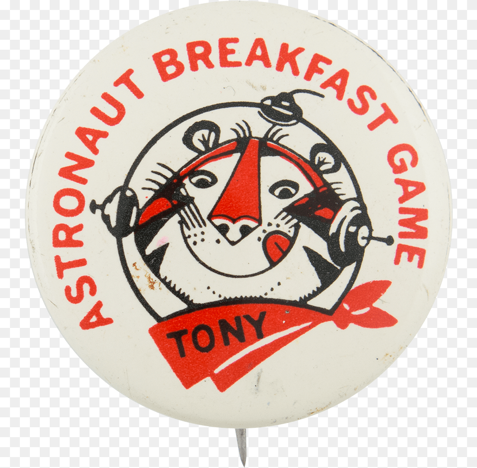 Astronaut Breakfast Game White Advertising Button Museum Vintage Tony The Tiger Astronaut Breakfast Game Button, Badge, Logo, Symbol, Person Free Png