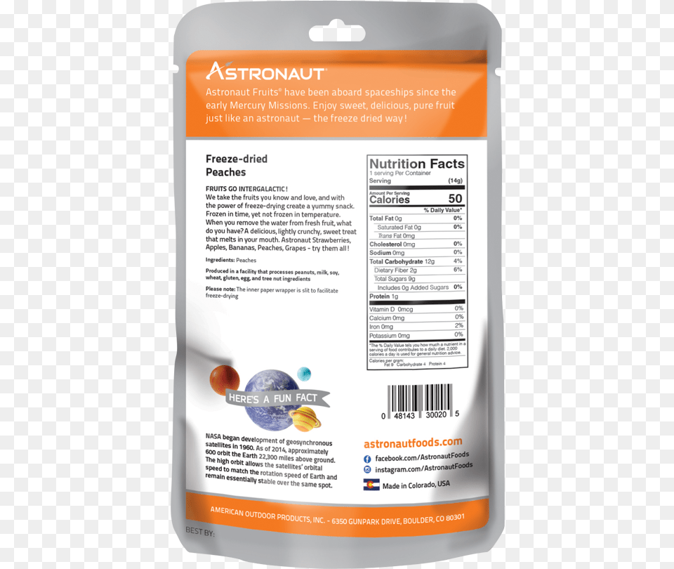 Astronaut Freeze Dried Fruit 160 Peaches Back Dry Fruits Packaging Labels, Advertisement, Poster, Text Png Image