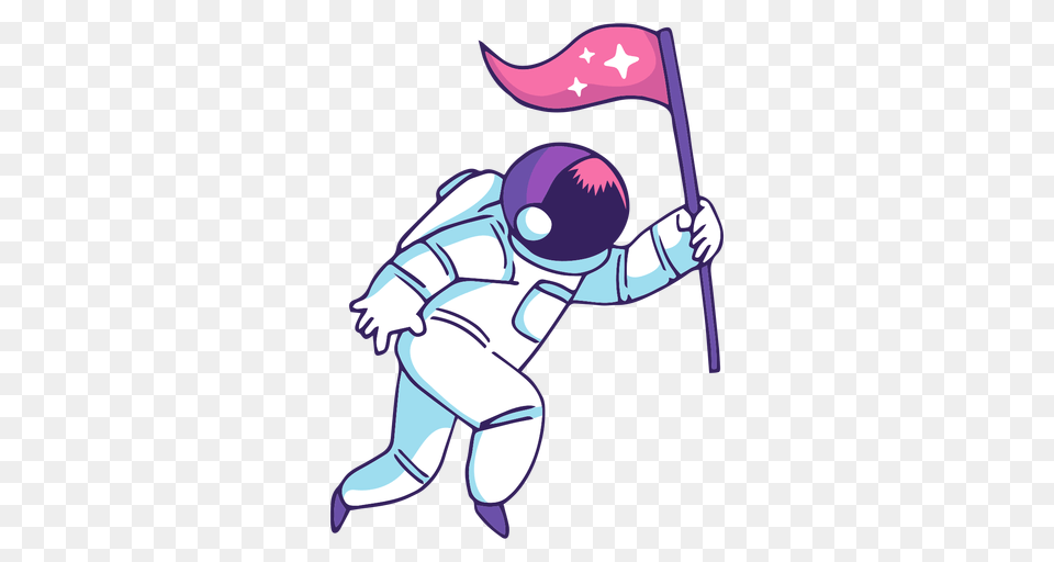 Astronaut Holding Flag Cartoon, People, Person, Animal, Fish Free Png Download