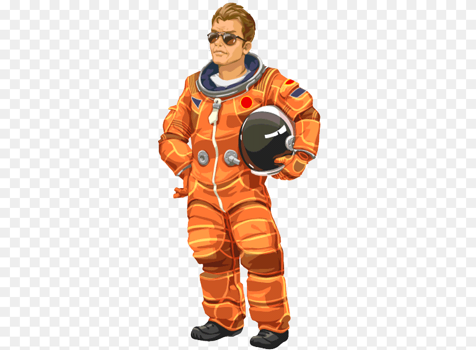 Astronaut Michael Mitchell Astronaut Suit Orange, Adult, Male, Man, Person Png Image