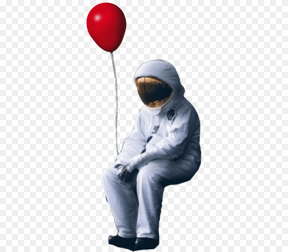 Astronaut Red Balloon Redballoon Sitting Dream Astronaut Sitting With A Red Balloon, Adult, Clothing, Coat, Male Free Transparent Png
