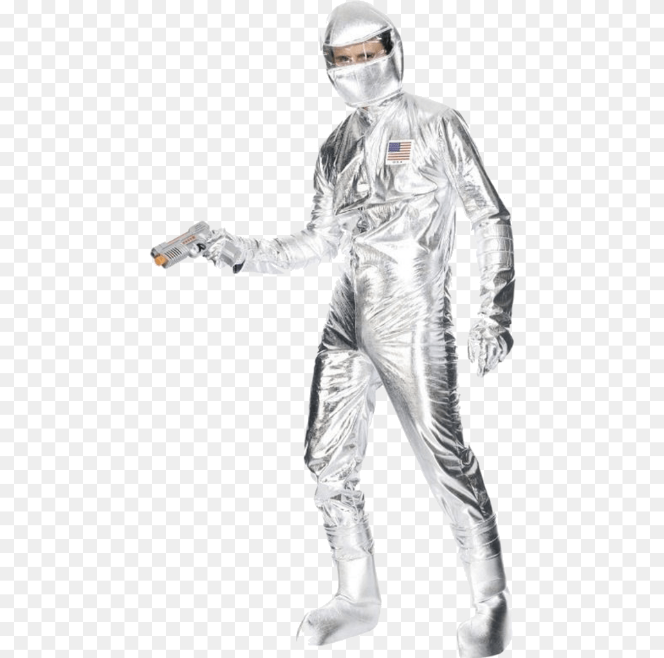 Astronaut Suit Costume Silver Spaceman, Adult, Male, Man, Person Png Image