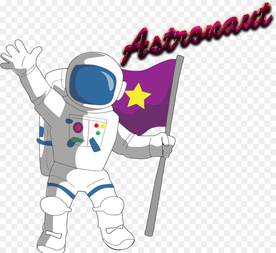 Astronaut With Flag Drawing Clipart Cartoon Space Astronaut Drawing, Baby, Person Png