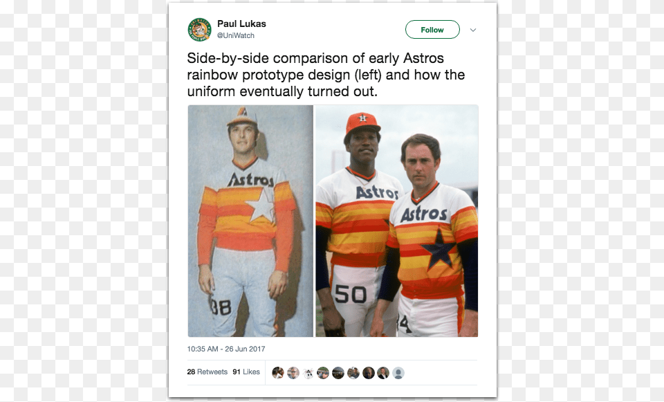 Astros Rainbow Uniforms Before And After Autographed Jr Richard Picture 8x10 Tristar Authentic, Person, T-shirt, Baseball Cap, Cap Free Png