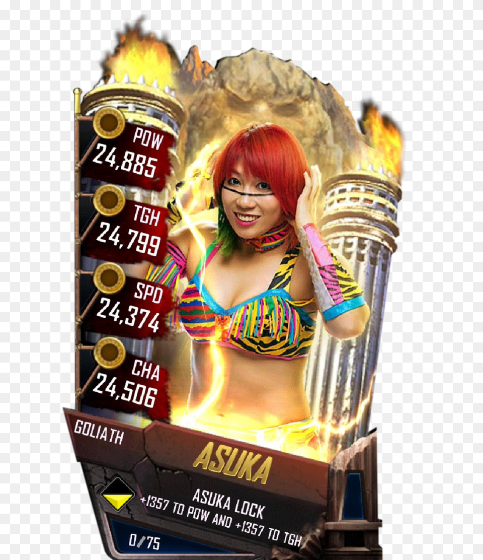 Asuka S4 20 Goliath Wwe Supercard Goliath Cards, Adult, Person, Light, Woman Free Transparent Png