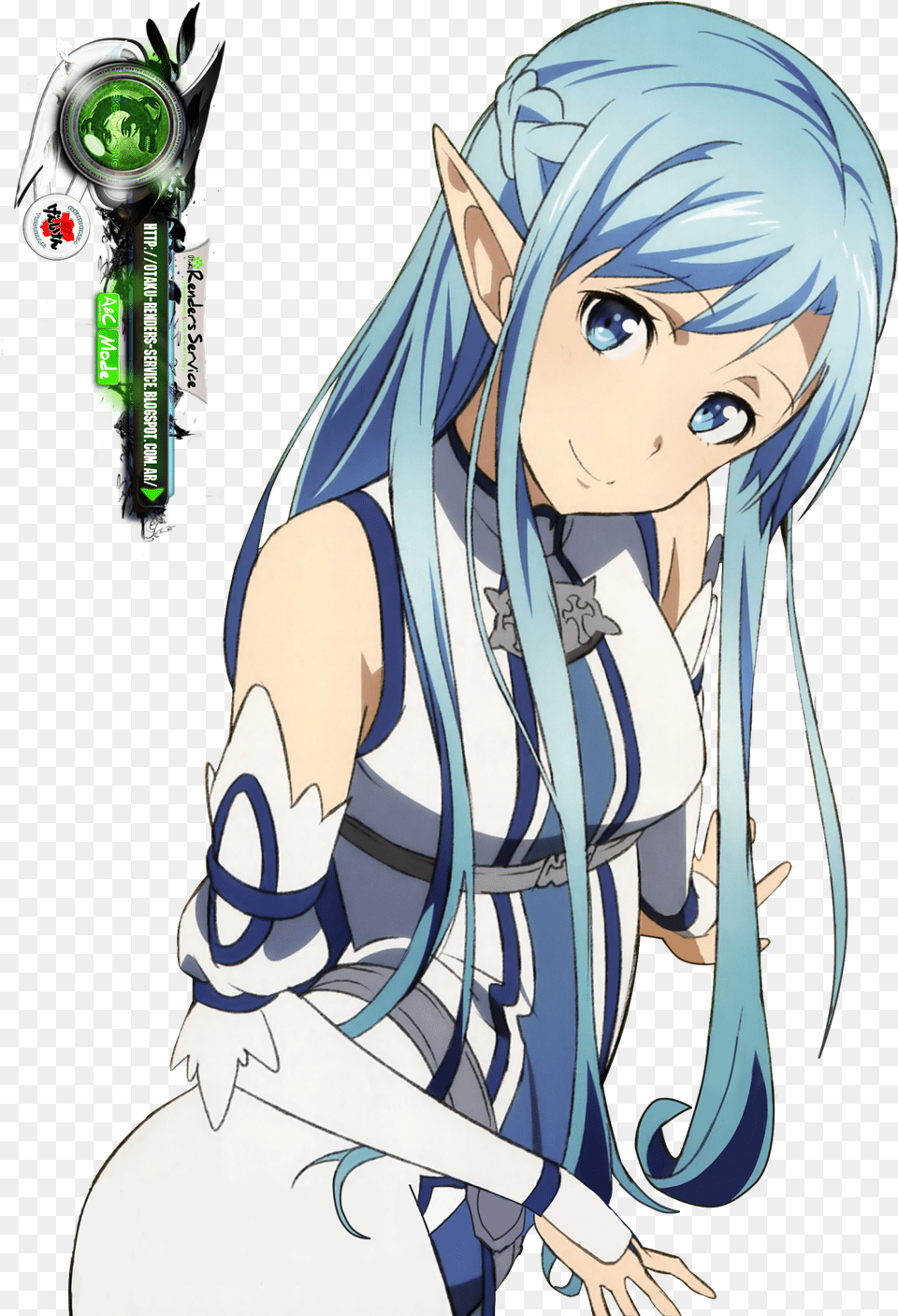 Asuna Clipart Alo Anime Characters With Long Sword Art Online Asuna Blue Hair, Adult, Publication, Person, Female Png