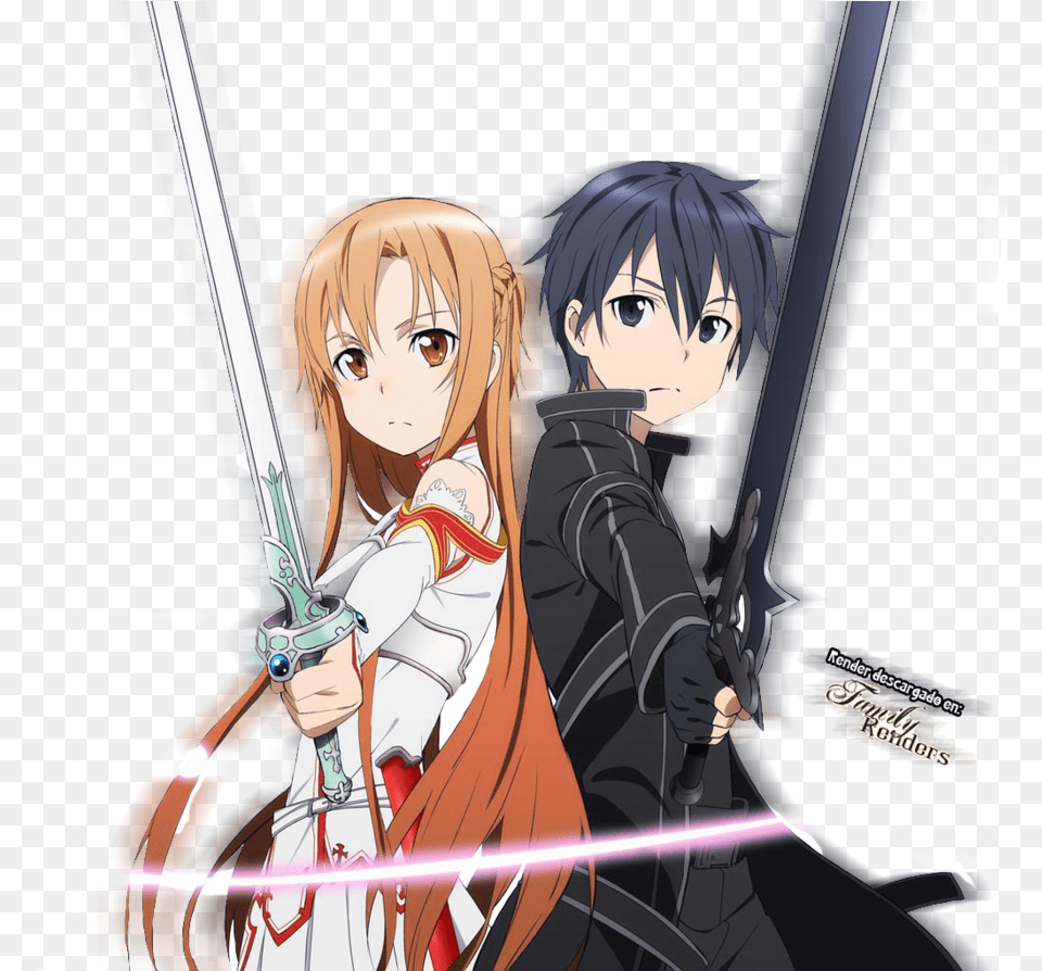 Asuna E Kirito 5 Image Sword Art Online Anime, Book, Comics, Publication, Weapon Png