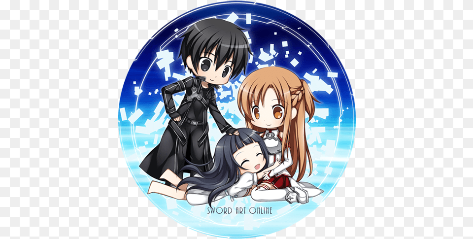 Asuna Kirito And Yui Drawn By Aoilio Kirito Asuna Yui Chibi, Book, Comics, Publication, Person Png Image