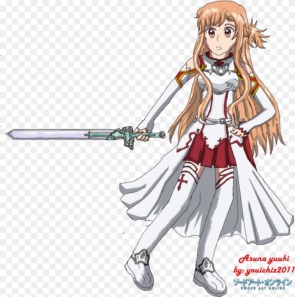 Asuna Yuuki Doodle By Youichiz Asuna Yuuki Full Body, Book, Weapon, Comics, Sword Png Image