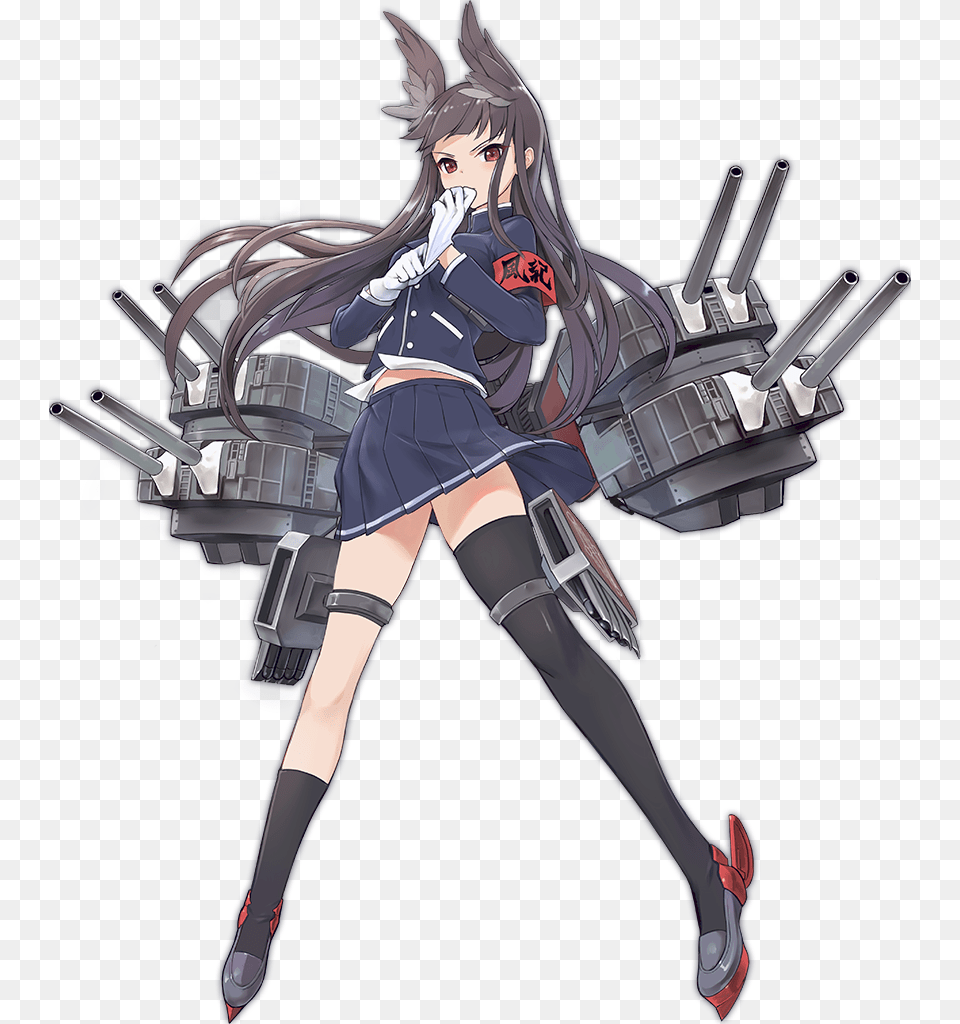 Asymmetrical Legwear Azur Lane Bangs Black Hair Black Azur Myoukou, Book, Comics, Publication, Adult Free Png Download