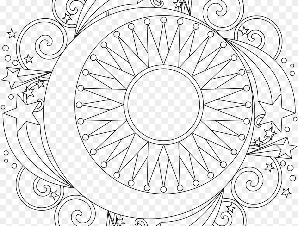 Asymmetrical Mandala Coloring Pages, Gray Free Png