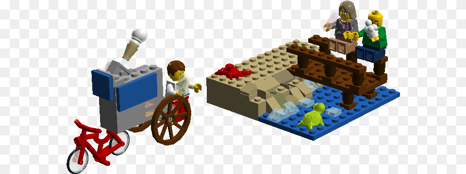 At Lego Beach An Old Couple Are Sitting On The Pier Lego, Machine, Wheel, Baby, Person Png Image