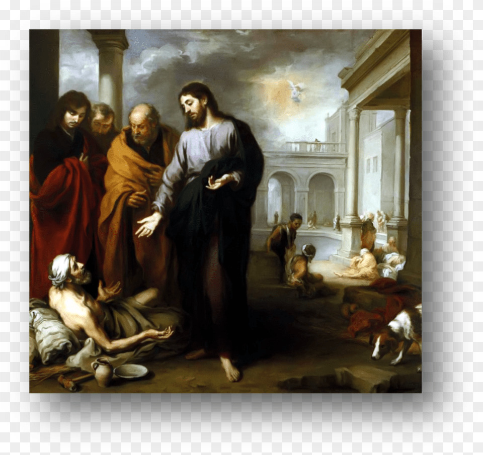 At One Time The Sacrament Of The Anointing Of The Bartolom Esteban Murillo Christ Healing The Paralytic, Adult, Person, Painting, Woman Png Image