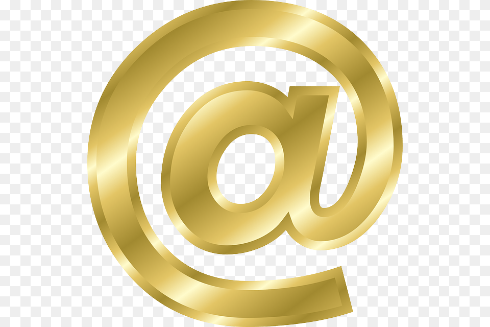At Sign, Gold, Text, Disk, Number Free Transparent Png