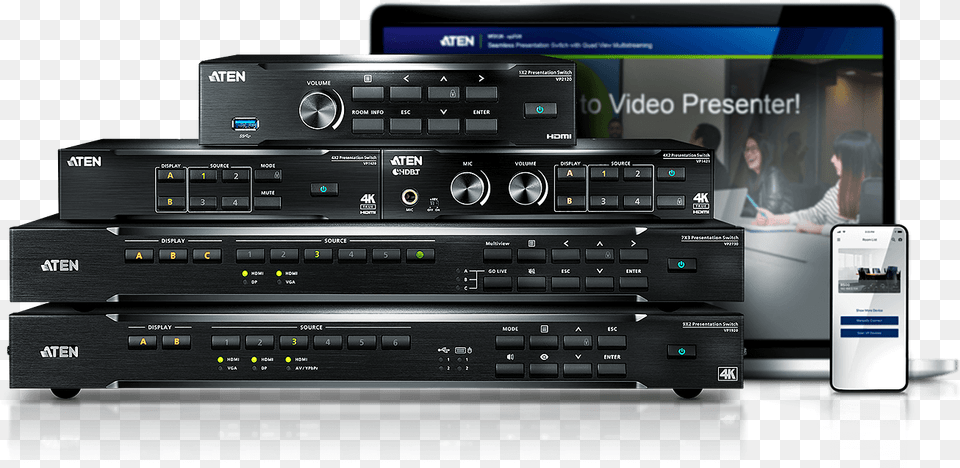 Aten Video Presentation Switches Vp Series Belgium Aten Presentation Switcher, Stereo, Electronics, Adult, Person Free Png Download