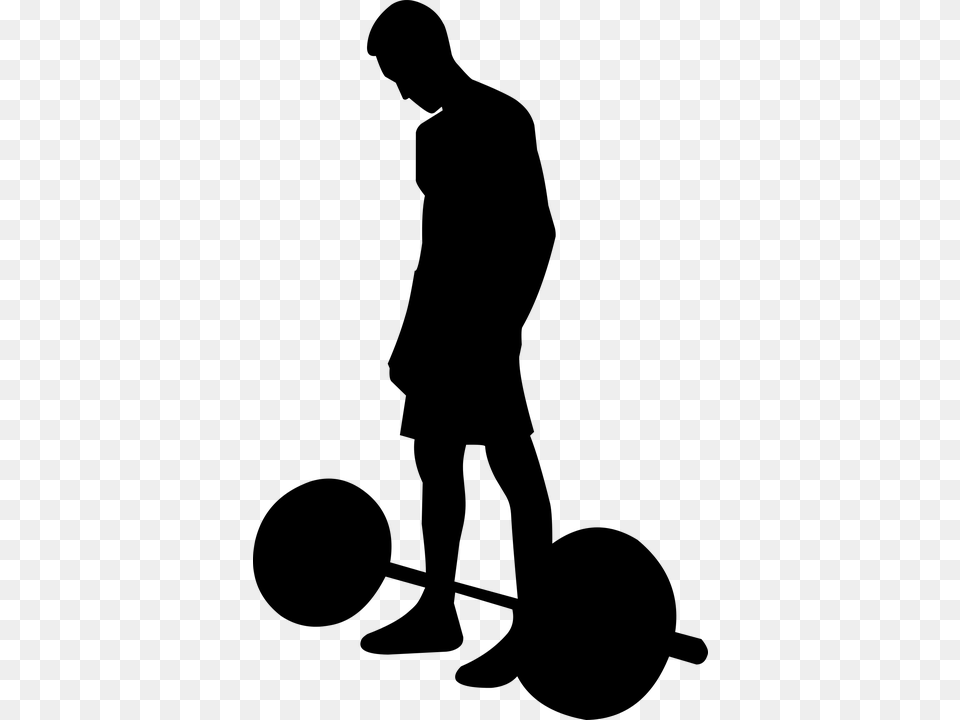 Athlete Barbell Bodybuilding Deadlift Exercising Silhueta Atleta, Gray Free Png