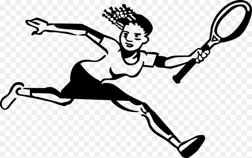 Athlete Drawing Tennis Player, Gray Free Png