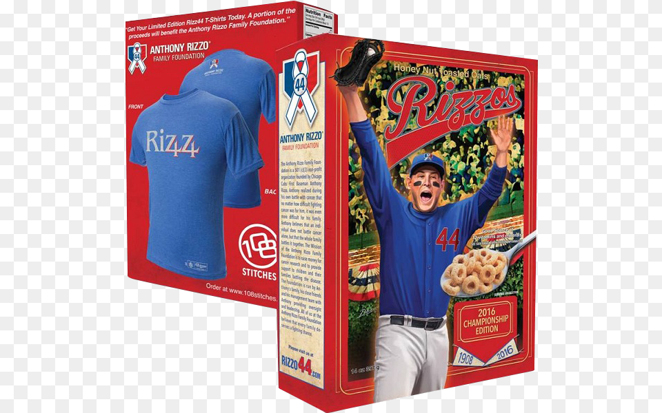 Athlete Endorsed Products Anthony Rizzo Championship Cereal, T-shirt, Person, People, Clothing Png