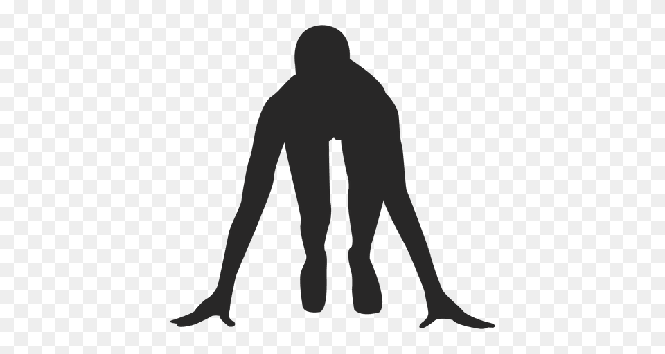 Athlete On Running Mark, Silhouette, Adult, Male, Man Png Image