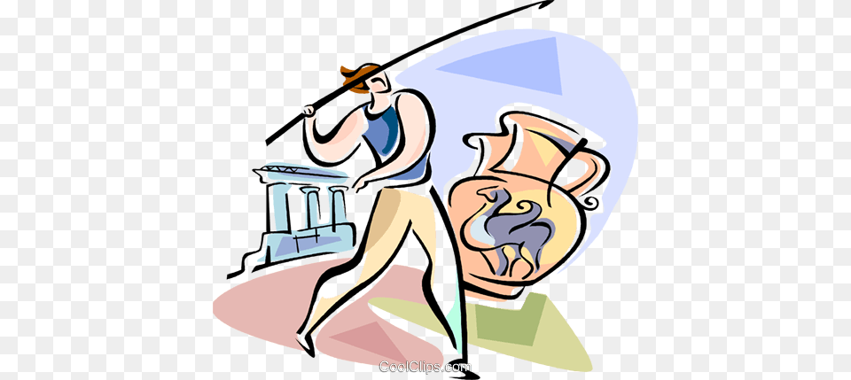 Athlete Throwing The Javelin Royalty Vector Clip Art, Person, Cleaning, Water, Book Free Png Download