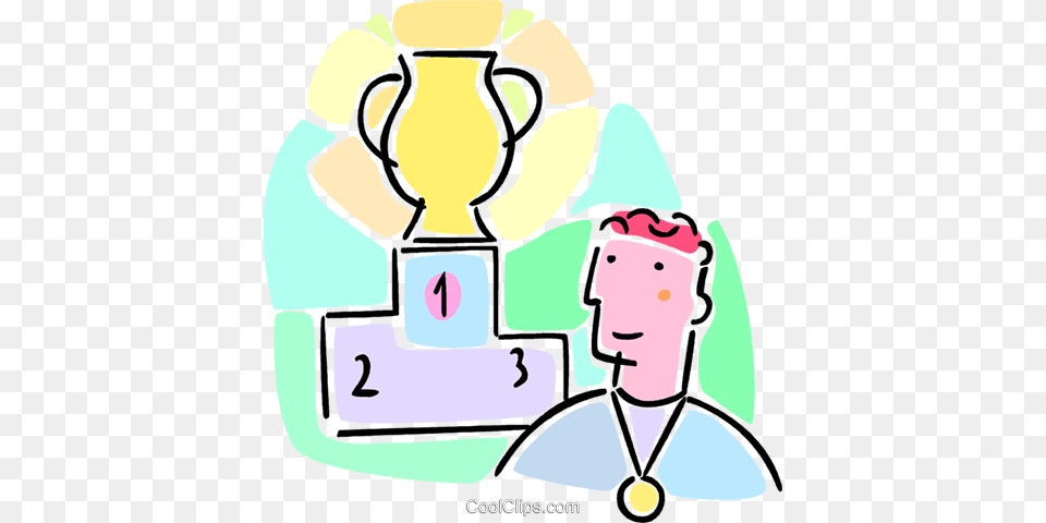 Athlete With Medal And Trophy Royalty Vector Clip Art, Face, Head, Person, Device Free Png