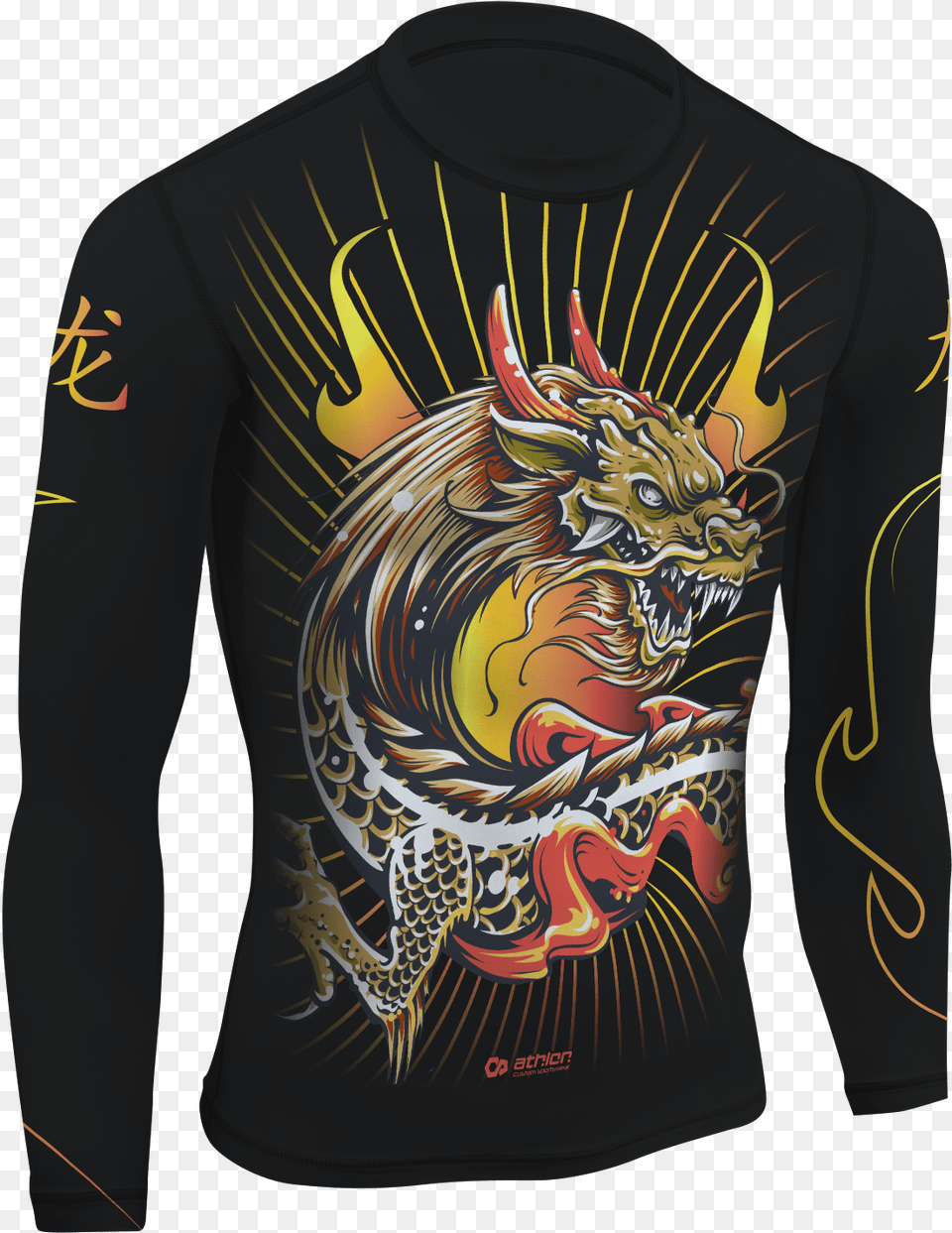 Athlon Chinese Dragon Long Sleeved Rash Guard, Clothing, Long Sleeve, Sleeve, T-shirt Png