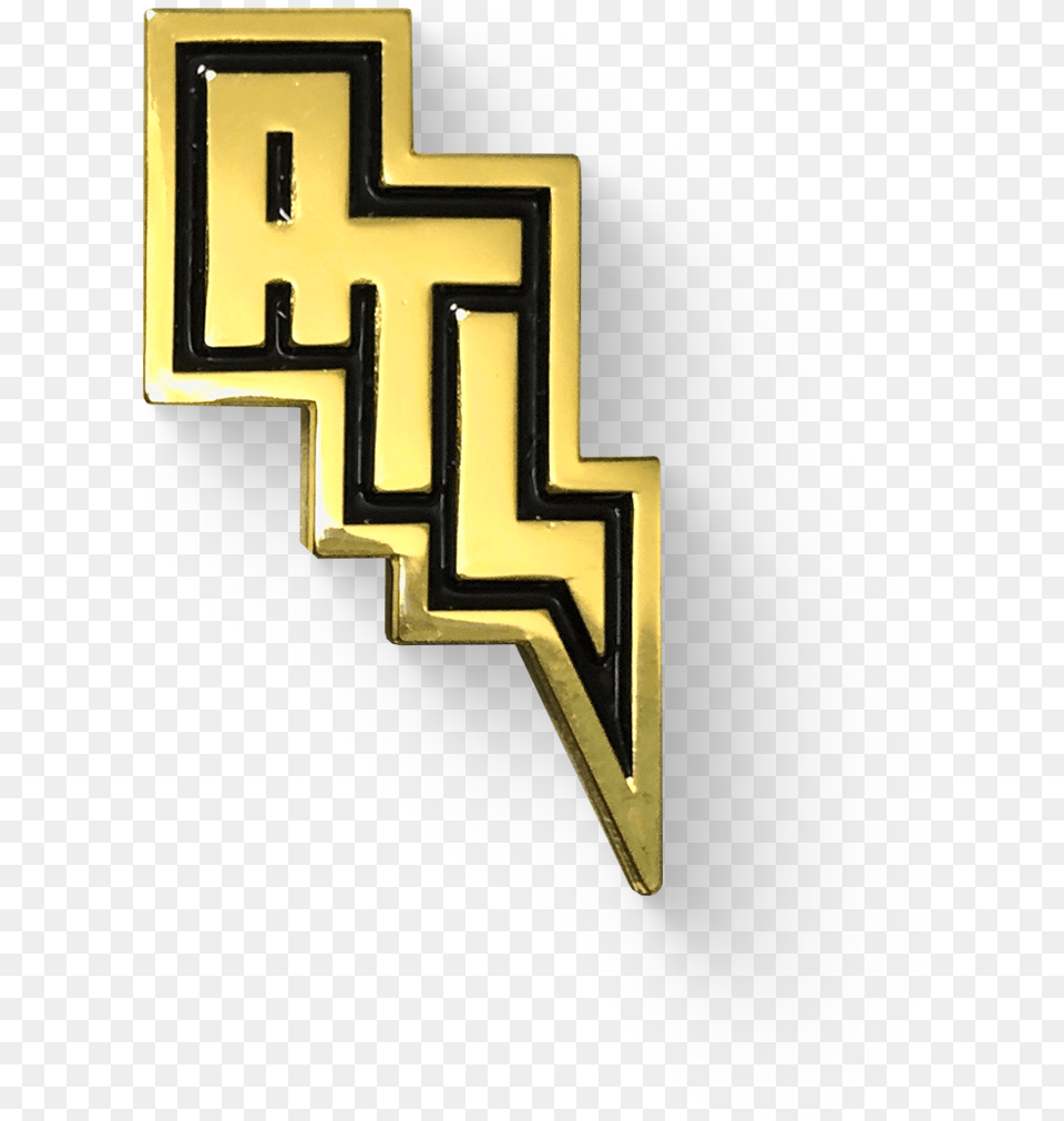 Atl Gold Pin Graphic Design, Symbol, Cross, Logo Free Transparent Png