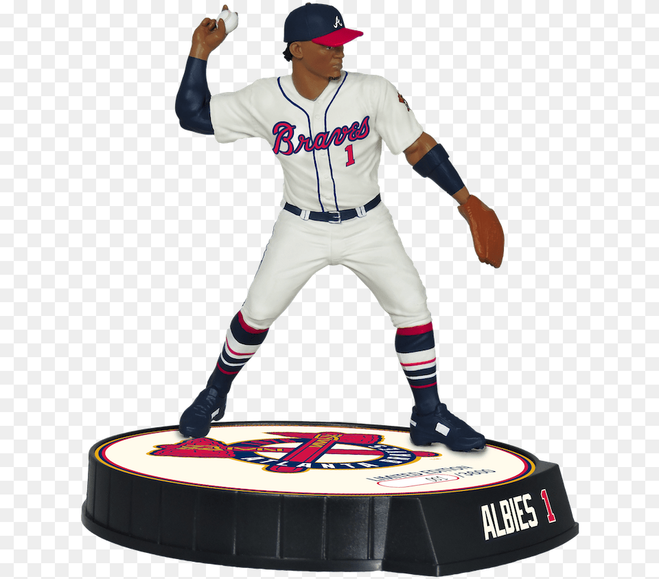 Atlanta Braves Ozzie Albies Figure Baseball Protective Gear, People, Person, Team, Clothing Free Png Download