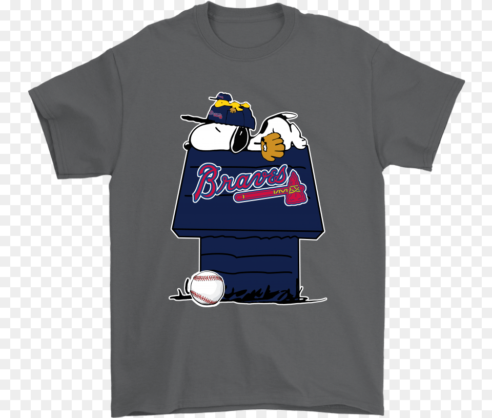 Atlanta Braves Snoopy And Woodstock Resting Together Childrens T Shirt, Clothing, T-shirt, Ball, Baseball Free Png