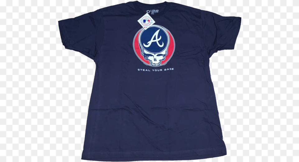 Atlanta Braves X Grateful Dead Steal Your Base Tee Atlanta Braves Logo Black, Clothing, Shirt, T-shirt Free Transparent Png
