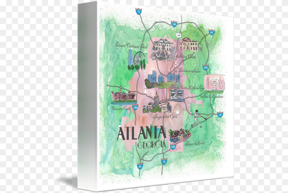 Atlanta Fine Art Print Retro Vintage Horizontal, Chart, Plot, Diagram, Plan Free Png Download