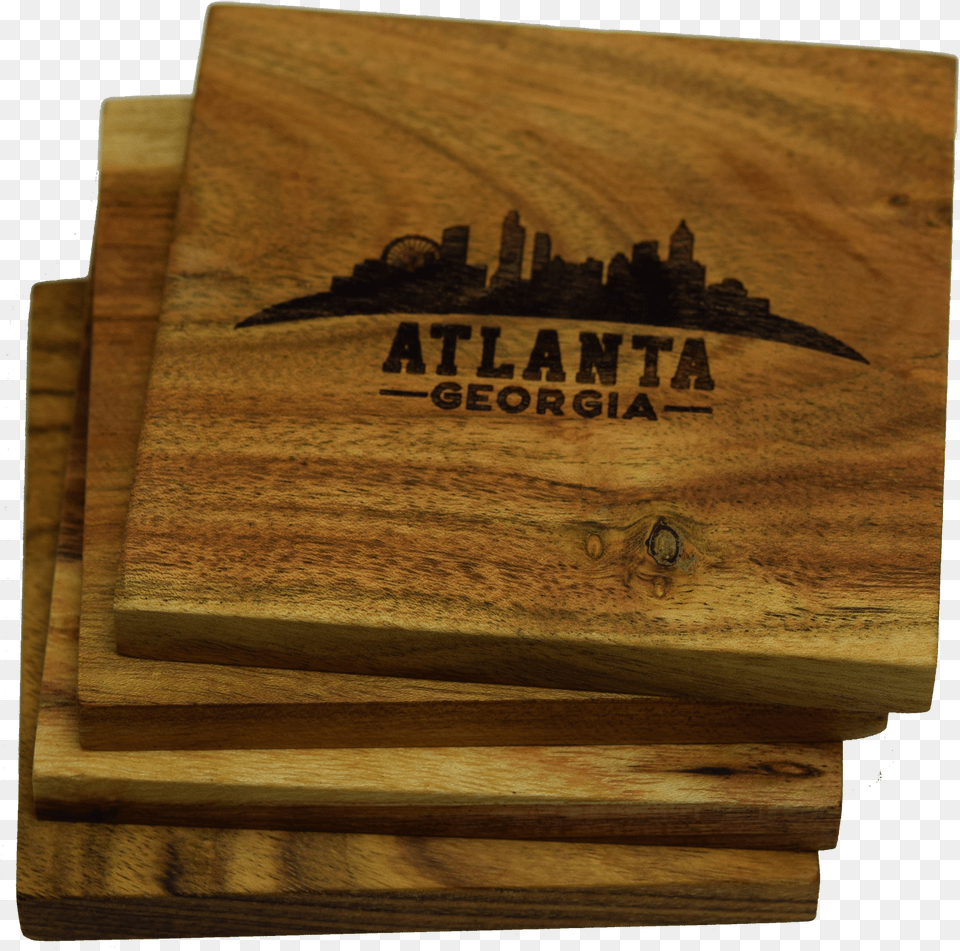 Atlanta Georgia Arched Skyline Coaster Set Plywood Free Transparent Png