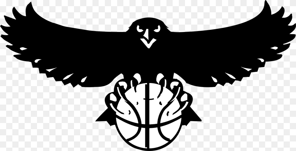Atlanta Hawks Logo Black And Ahite Atlanta Hawks Old Logo, Stencil, Emblem, Symbol Png Image