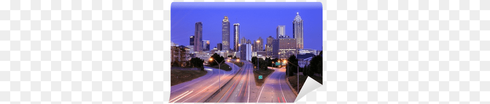 Atlanta Skyline Above Freedom Parkway Wall Mural Atlanta, Urban, Road, Metropolis, Highway Png