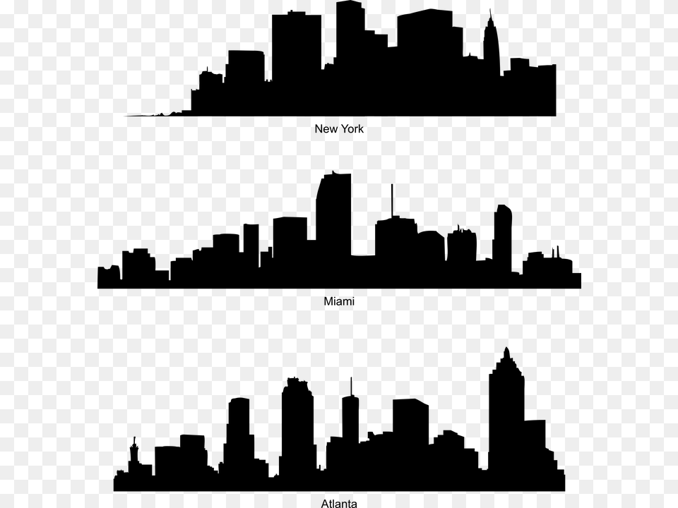 Atlanta Skyline Vector Image Group, Gray Free Png