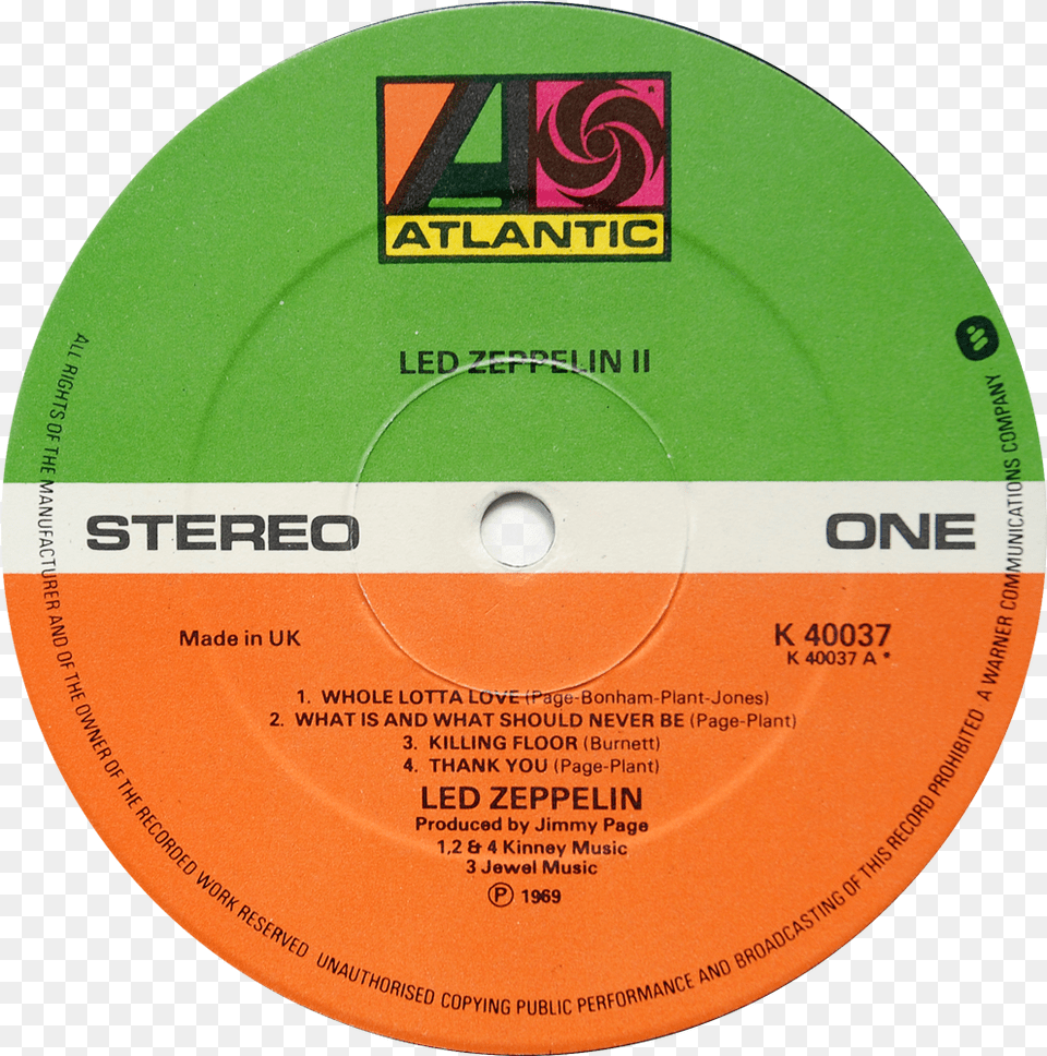Atlantic Led Zeppelin 2 Label, Disk, Dvd Free Png