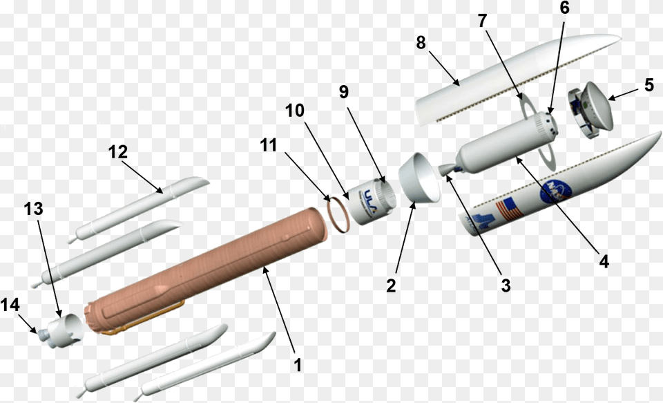 Atlas V 541 Launch Vehicle Expanded View Atlas Rocket Exploded View, Sword, Weapon, Ammunition, Missile Free Transparent Png