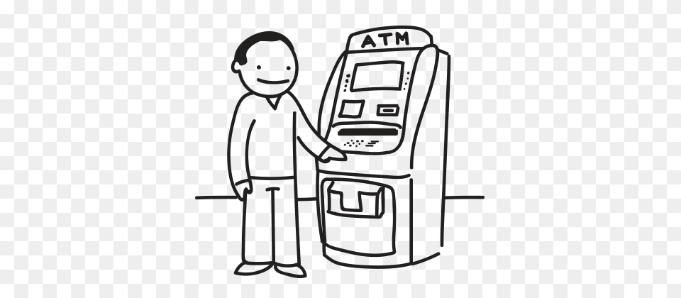 Atm Clipart Black And White, Machine, Person Free Png
