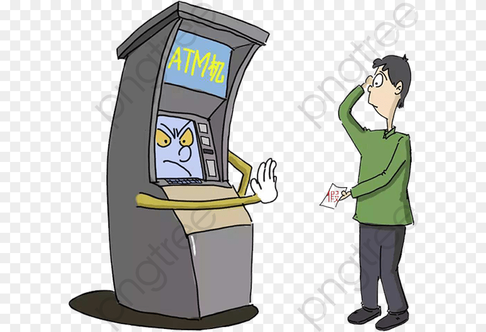 Atm Machine Clipart Atm Cartoon, Kiosk, Person, Face, Head Free Png
